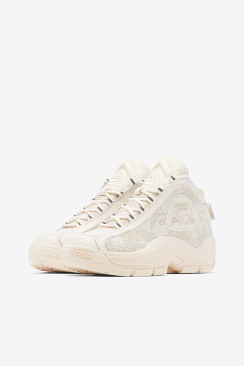 White Women's Fila Grant Hill 2 Floral Jacquard Sneakers | Fila510PF