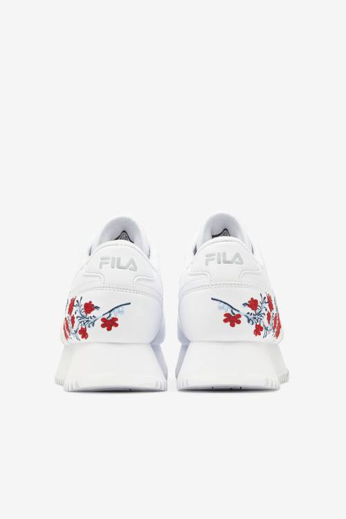 White Women's Fila Orbit Flower Sneakers | Fila478VX