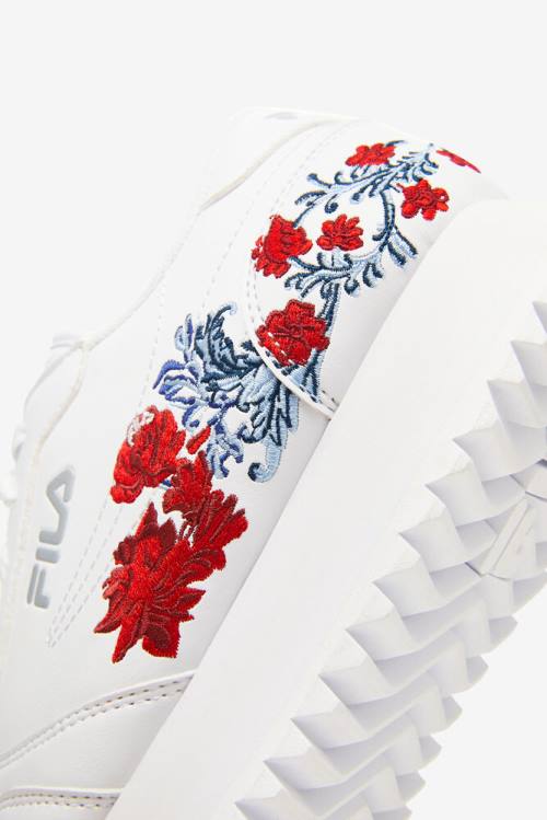 White Women's Fila Orbit Flower Sneakers | Fila478VX