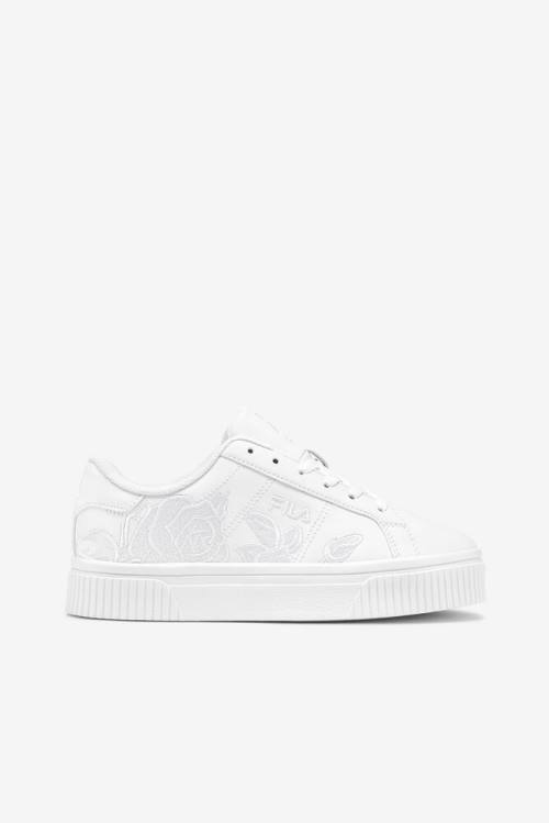 White Women\'s Fila Panache Embroidery Sneakers | Fila506QZ