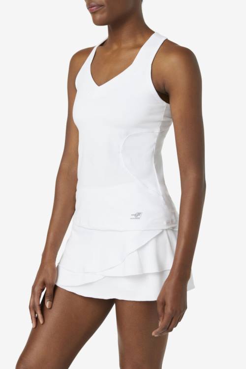 White Women's Fila Pickleball Halter Tank Sports Tops | Fila670VX