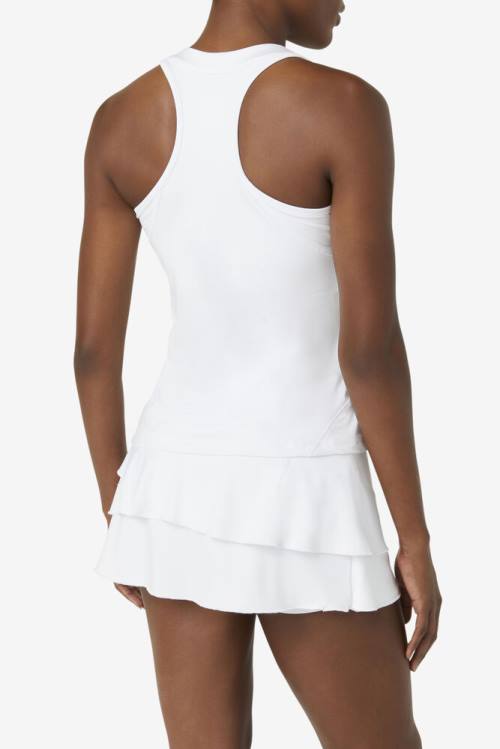 White Women's Fila Pickleball Halter Tank Sports Tops | Fila670VX