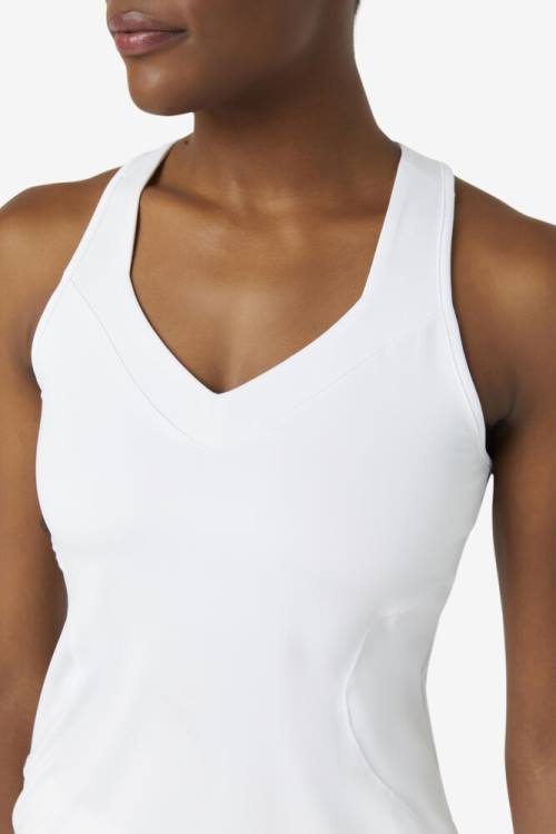 White Women's Fila Pickleball Halter Tank Sports Tops | Fila670VX