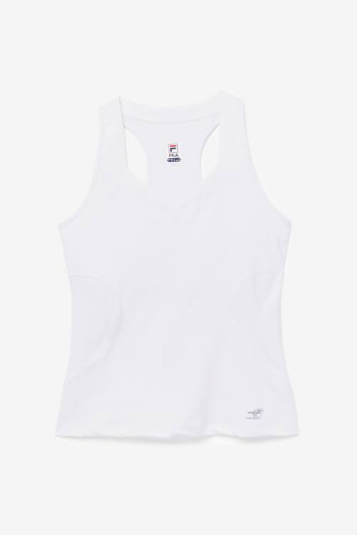 White Women\'s Fila Pickleball Halter Tank Sports Tops | Fila670VX