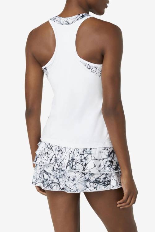 White Women's Fila Pickleball Halter Tank Sports Tops | Fila850DW