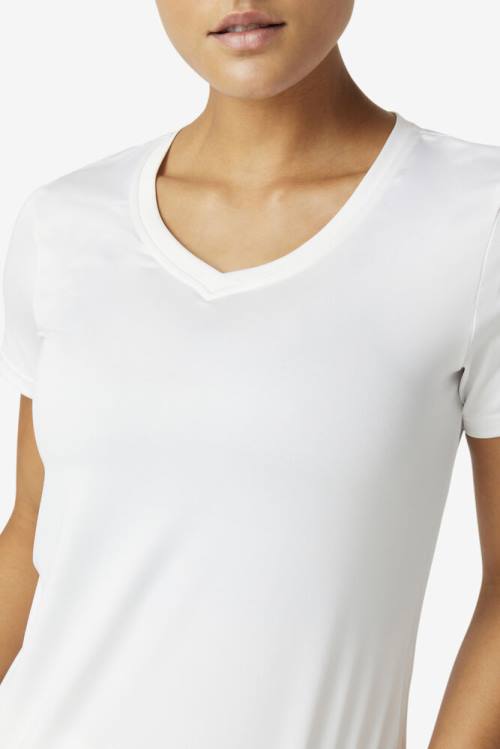 White Women's Fila Pickleball Silky V-neck T Shirts | Fila017AM