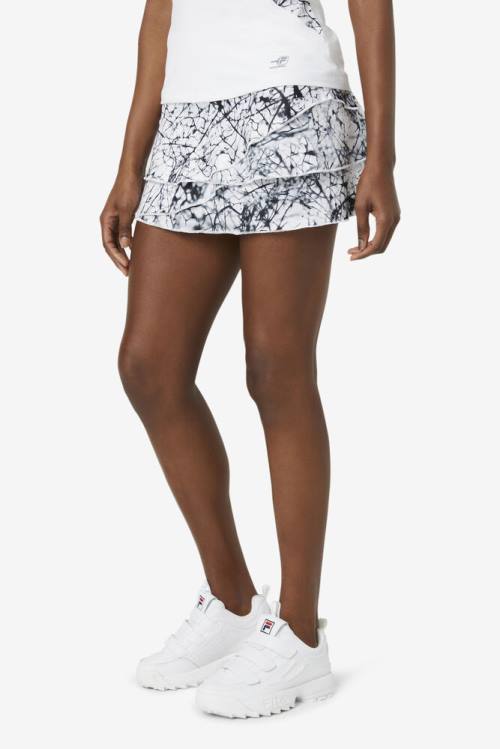 White Women's Fila Pickleball Tiered Printed Skort Skirts | Fila214UM