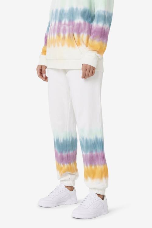 White Women's Fila Raleigh Tie Dye Jogger Pants | Fila369HW