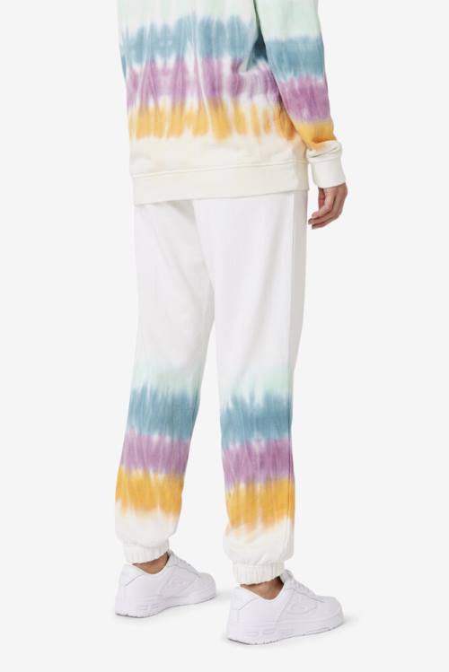 White Women's Fila Raleigh Tie Dye Jogger Pants | Fila369HW