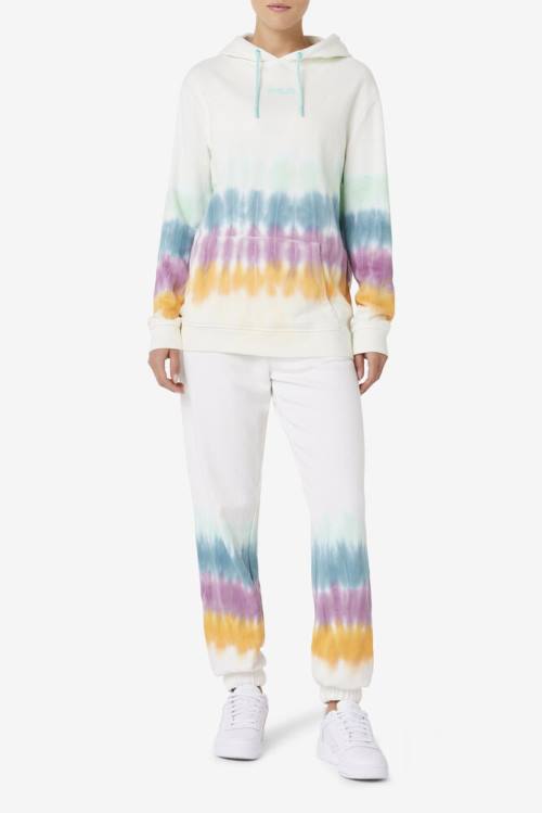 White Women's Fila Raleigh Tie Dye Jogger Pants | Fila369HW