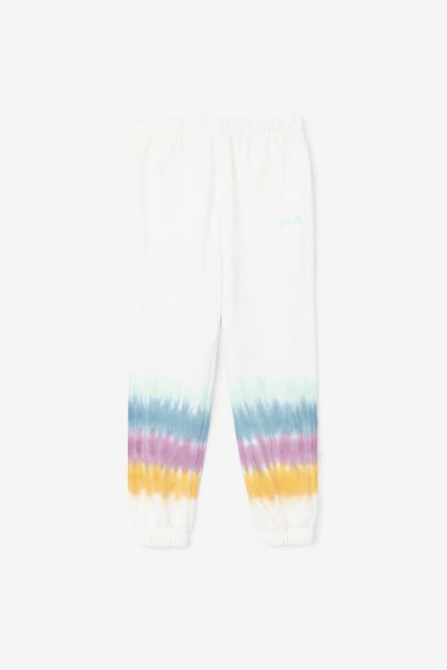 White Women\'s Fila Raleigh Tie Dye Jogger Pants | Fila369HW