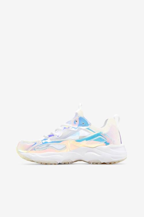 White Women's Fila Ray Tracer Iridescent Sneakers | Fila175UZ