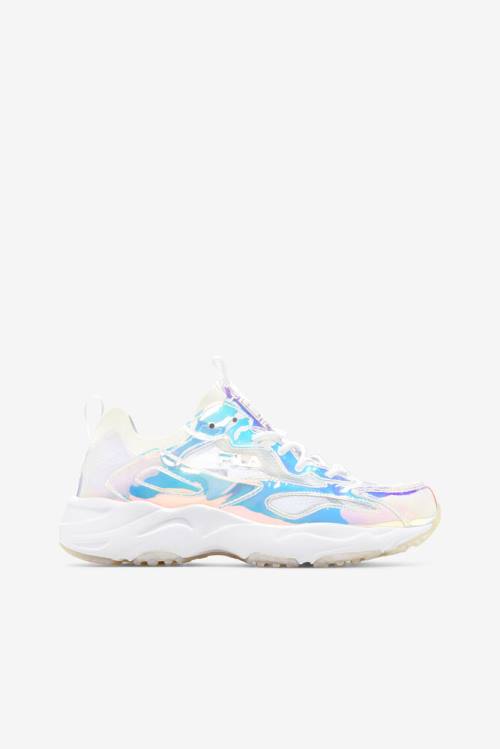 White Women\'s Fila Ray Tracer Iridescent Sneakers | Fila175UZ