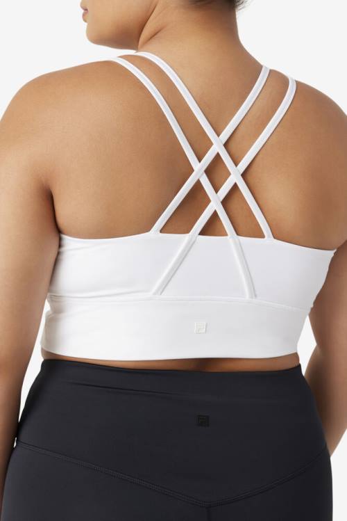 White Women's Fila Uplift Cross Back Bra Sports Tops | Fila230OQ