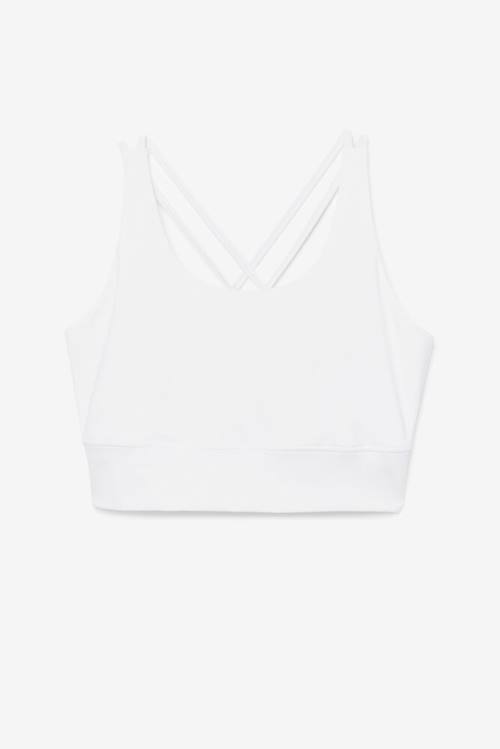 White Women\'s Fila Uplift Cross Back Bra Sports Tops | Fila230OQ