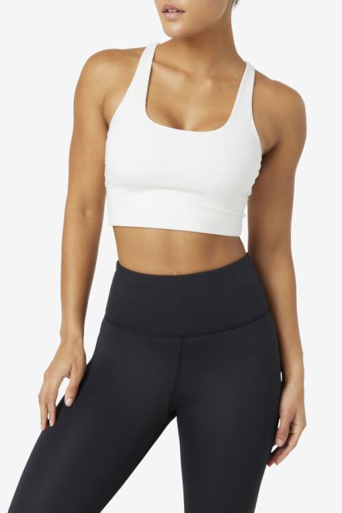 White Women's Fila Uplift Cross Back Bra Sports Tops | Fila362LZ