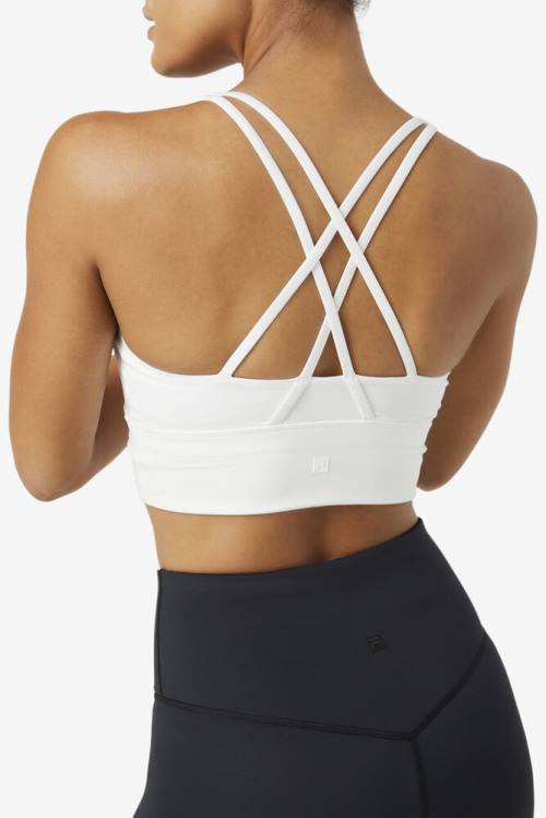 White Women's Fila Uplift Cross Back Bra Sports Tops | Fila362LZ