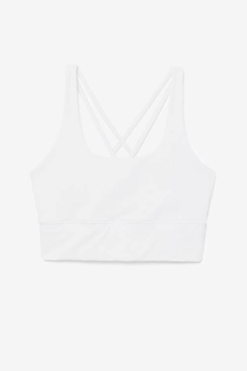 White Women\'s Fila Uplift Cross Back Bra Sports Tops | Fila362LZ