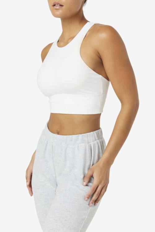 White Women's Fila Uplift High Neck Sports Bra Sports Tops | Fila827XR