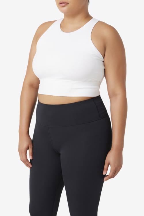 White Women's Fila Uplift High Neck Sports Bra Sports Tops | Fila985SH