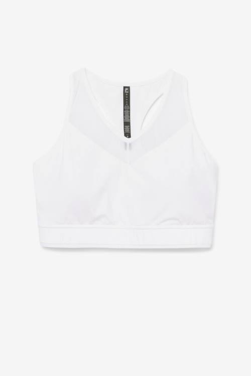 White Women\'s Fila Uplift Racerback Bra Sports Tops | Fila579LN