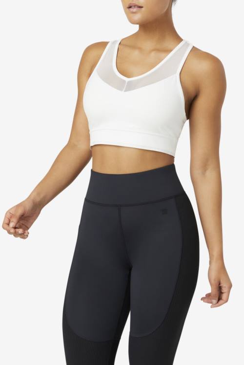 White Women's Fila Uplift Racerback Bra Sports Tops | Fila861VL