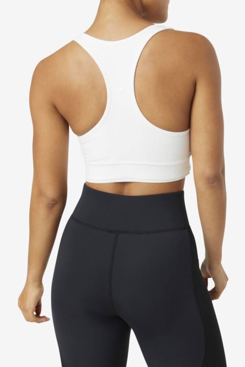 White Women's Fila Uplift Racerback Bra Sports Tops | Fila861VL