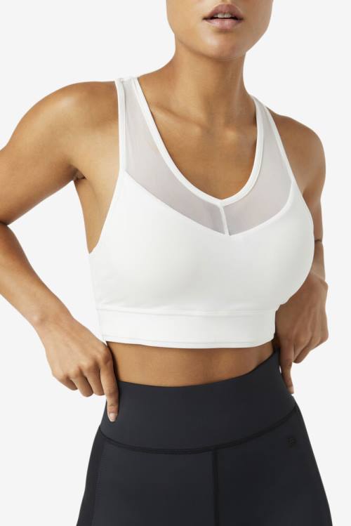 White Women's Fila Uplift Racerback Bra Sports Tops | Fila861VL