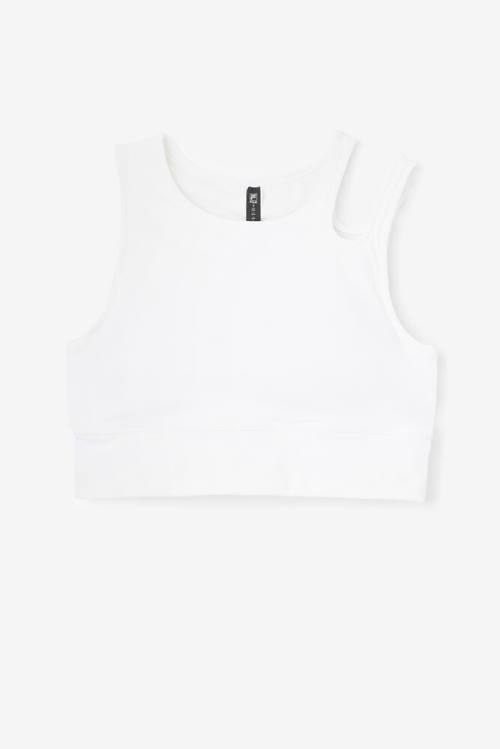 White Women\'s Fila Uplift Slice Crop Bra Sports Tops | Fila423FG