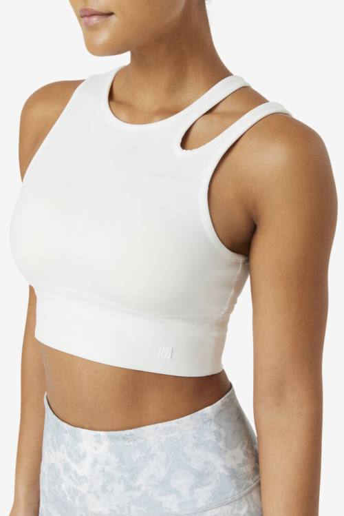 White Women's Fila Uplift Slice Crop Bra Sports Tops | Fila716NH