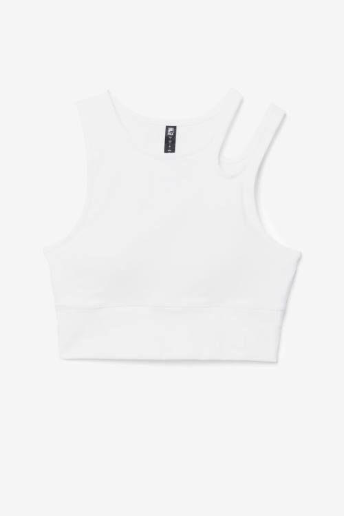 White Women\'s Fila Uplift Slice Crop Bra Sports Tops | Fila716NH