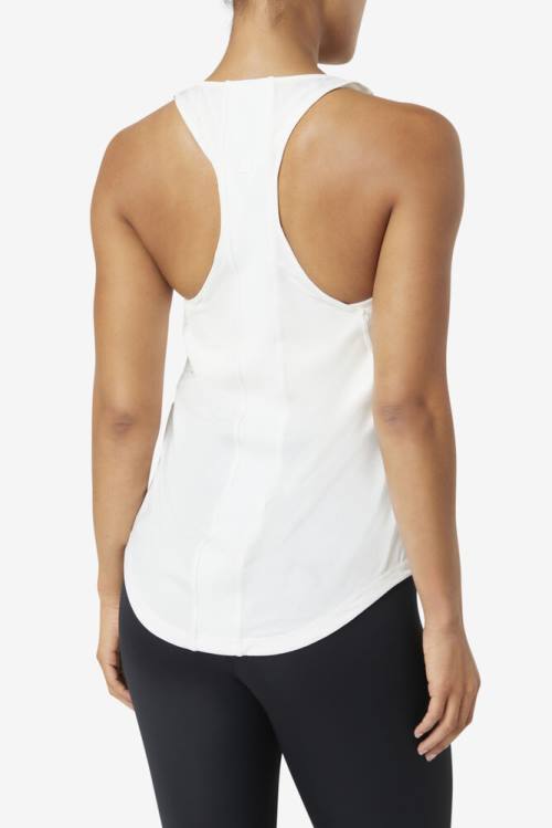 White Women's Fila Uplift Textured Racerback Tank Sports Tops | Fila720JL