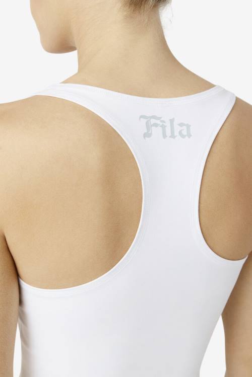 White Women's Fila Zuri Reversible Crop Tank Sports Tops | Fila701KY