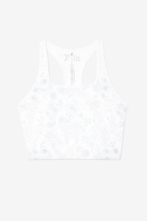 White Women\'s Fila Zuri Reversible Crop Tank Sports Tops | Fila701KY