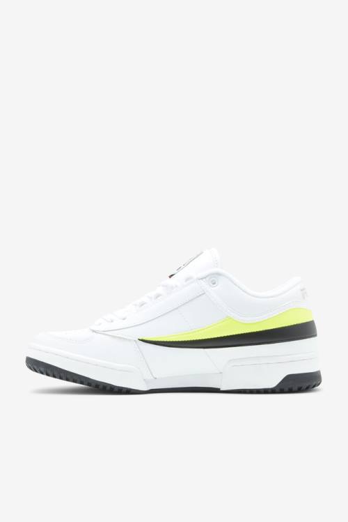 White / Yellow / Black Men's Fila T-1 Mid Sneakers | Fila732HZ