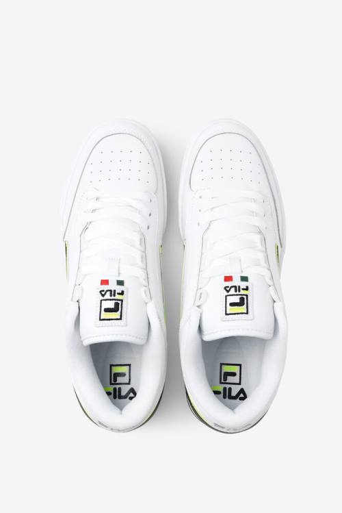 White / Yellow / Black Men's Fila T-1 Mid Sneakers | Fila732HZ