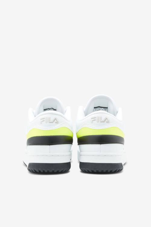 White / Yellow / Black Men's Fila T-1 Mid Sneakers | Fila732HZ