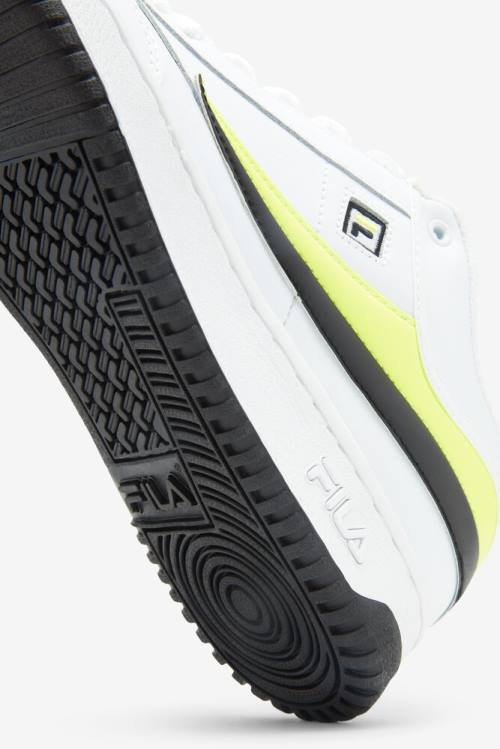 White / Yellow / Black Men's Fila T-1 Mid Sneakers | Fila732HZ