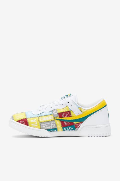 White / Yellow Men's Fila Original Fitness Patchwork Sneakers | Fila268AY