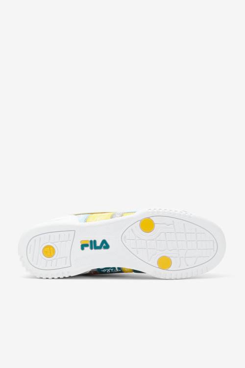 White / Yellow Men's Fila Original Fitness Patchwork Sneakers | Fila268AY