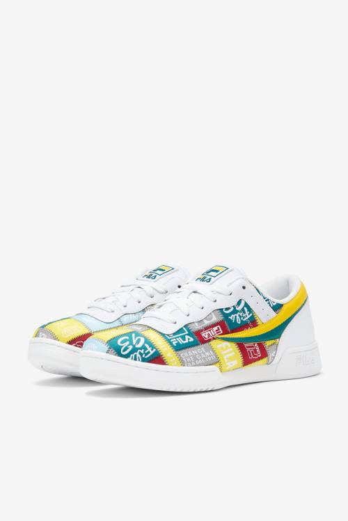 White / Yellow Men's Fila Original Fitness Patchwork Sneakers | Fila268AY