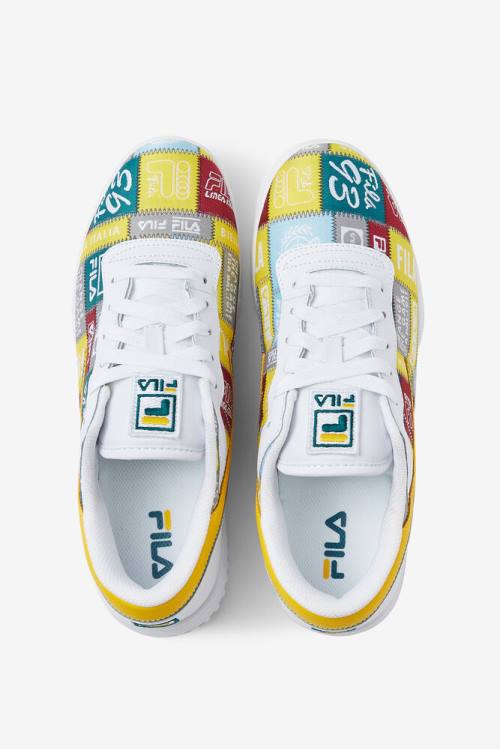 White / Yellow Men's Fila Original Fitness Patchwork Sneakers | Fila268AY