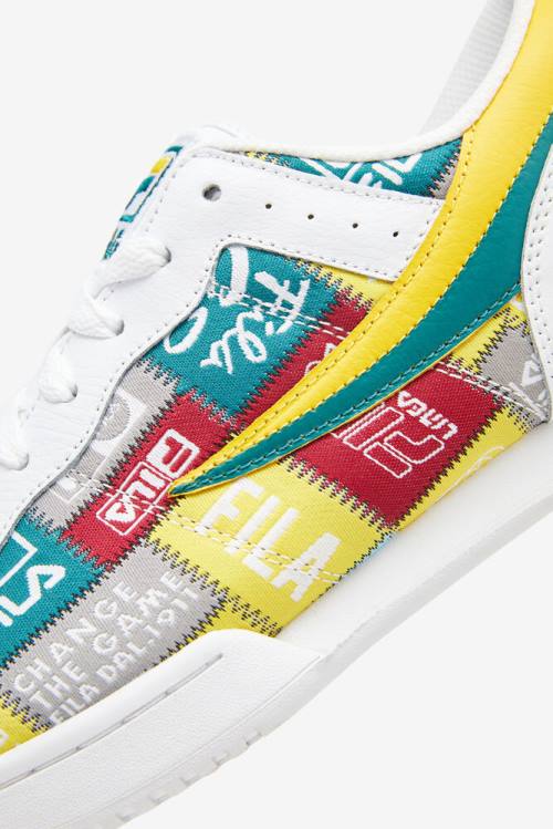 White / Yellow Men's Fila Original Fitness Patchwork Sneakers | Fila268AY