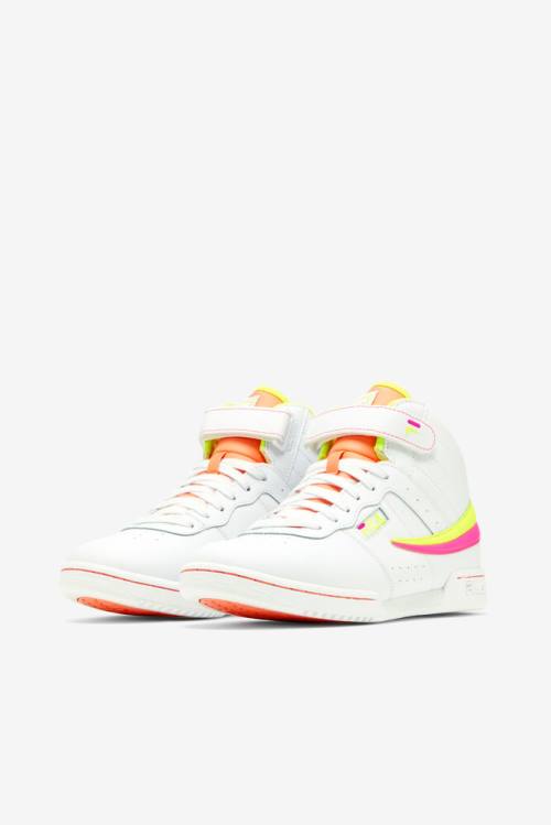 White / Yellow / Pink Women's Fila F-13 Sneakers | Fila963YM