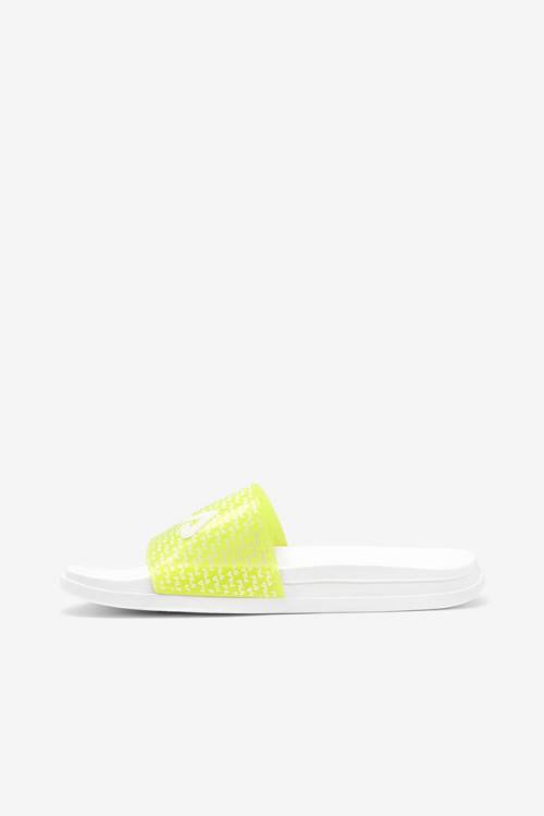 White / Yellow Women's Fila Drifter Luxe Repeat Slides | Fila681SF