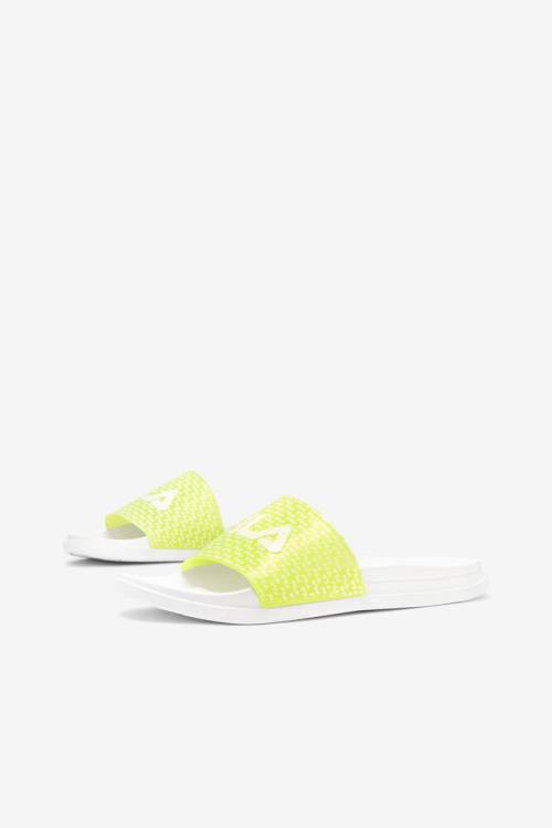 White / Yellow Women's Fila Drifter Luxe Repeat Slides | Fila681SF