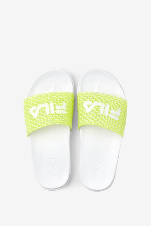 White / Yellow Women's Fila Drifter Luxe Repeat Slides | Fila681SF