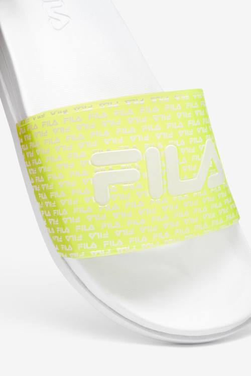 White / Yellow Women's Fila Drifter Luxe Repeat Slides | Fila681SF