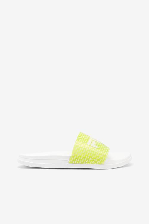 White / Yellow Women\'s Fila Drifter Luxe Repeat Slides | Fila681SF