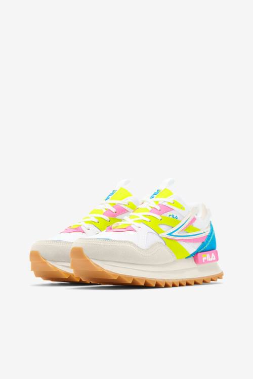 White / Yellow Women's Fila Sandenal Orbit Sneakers | Fila365OL